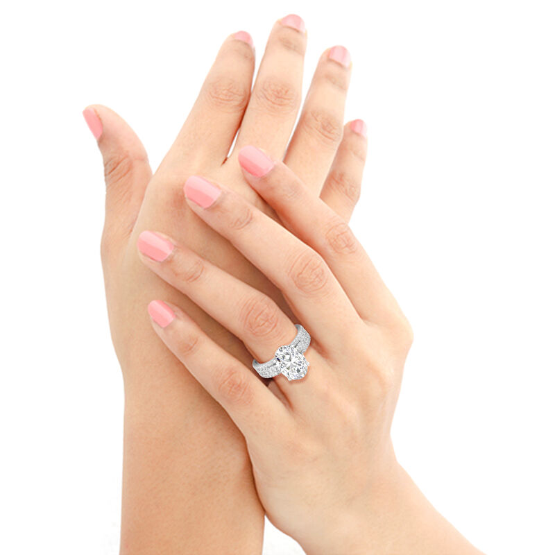 Oval Lab Grown 4.75ctw. Diamond With Brilliant-Cut Multi-Row Engagement Ring in 14k White Gold image number null